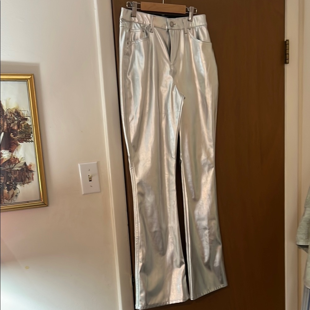 Wild Fable Silver Flare Pants with Luxurious Sheen